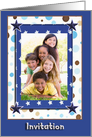 Photo Card, Invitation, Blue and Brown Stars and Dots card