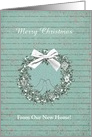 Christmas, New Home, Love Birds on Wreath, Custom Text card