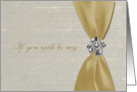Bridesmaid, Light Gold Satin Ribbon with Jewel card