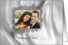 Photo Card, Silver Lace Frame on Satin card