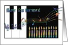 Piano 12th Birthday card