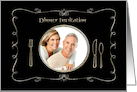 Dinner Invitation Photo Card, Place Setting, Black and Gold card