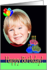 Birthday Photo Card, Cupcakes and Balloons card