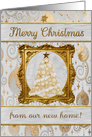 Beautiful Lace and Snowflake Tree Framed in Gold, Ornament Background card