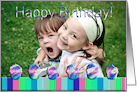 Birthday Photo Card, Colorful Cupcakes card