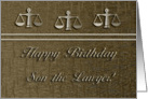 Happy Birthday to Son the Lawyer, Legal Scales in Gold card