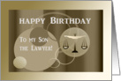 Happy Birthday to my Son the Lawyer, Legal Scales in Silver and Gold card
