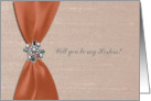 Hostess Request, Coral Satin Ribbon with Jewel card