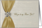 Flower Girl Request, Gold Satin Ribbon Look with Jewel Look card