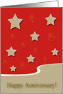 Happy Anniversary!, Gold Stars on Red, Employee Anniversary card