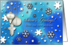 Season’s Greetings, from our new address, Snowflakes and Ornaments card