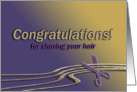 Congratulations for sharing your hair, Hair and Scissors card