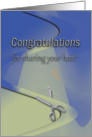 Congratulations for sharing your hair, Hair and Silver Scissors card