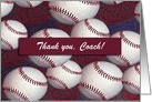 Thank you, Coach, Baseballs on Red and Blue Design, Custom Text card