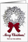 Merry Christmas from our new address, Twig Wreath, White Berries card