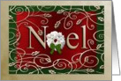Noel, Wreath and Gold Leaves card