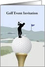 Golf Event Invitation, Business, Man playing Golf, Custom Text card