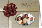 Thank You for the Christmas Gift Photo Card, Red Bow on Gold card