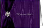 Hostess, Purple Ribbon Look with Jewel on Moire card