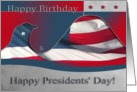 Happy Birthday and Presidents’ Day, Flag Eagle card