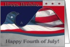 Happy Birthday and Fourth of July, Flag Eagle card