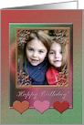 Birthday Photo Card, Three Hearts on Elegant Frame card