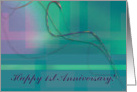 1st Anniversary, Employee, Business, Graceful Plaid Design card