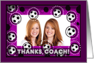 Thanks to Soccer Coach Photo Card, Purple card
