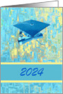 Cap and Diploma, Graduation Congratulations, Aqua, Yellow, Custom Text card