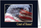 Court of Honor, Eagle Close up with American Flag, Eagle Scout Award card