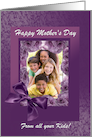 Mother’s Day Photo Card, Plum Pink Rose Frame with Bow card