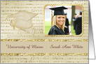 Cap and Diploma Photo Card, Graduation Announcement, Gold, Custom text card