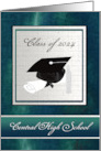2024, Cap and Diploma, Graduation Announcement, Silver, Green, & Black card