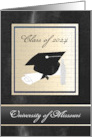 Black Cap & Diploma, Graduation Annoucement, Black & Gold, Custom Text card