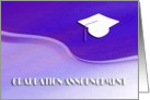 High School Graduation Announcement, White Cap on Purple Wave card