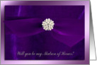 Purple Ribbon with Pearl Jewel, Matron of Honor card