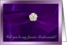 Purple Ribbon with Pearl Jewel, Junior Bridesmaid card