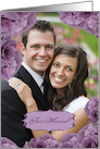 Just Married Photo Card, Purple Roses card