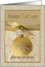 Gold Ornament with Ribbon, Happy Holidays from our new home card