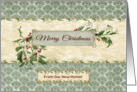 Holly Leaves & Berries on Embossed Look Damask, from Our New Home card