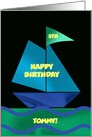 Sailboat Birthday, Blue and Green, Add your own Text card