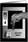 Thank You Janitor, Hand Holding Keys in Black and Silver, Add Text card