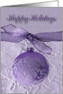 Purple Ornament with Ribbon, Happy Holidays card