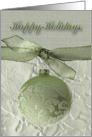 Green Ornament with Ribbon, Happy Holidays card