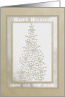 Tree of Stars and Bows in Gold, Happy Holidays from our new home! card