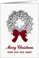 White Berry Twig Wreath, Merry Christmas from our new home! card