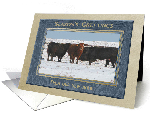 Cows in the Snow, Season's Greetings From Our New Home card (1006881)