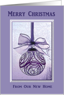 Purple Ornament, Merry Christmas From Our New Home card