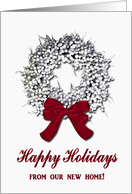 White Berry Twig Wreath, Happy Holidays From Our New Home card