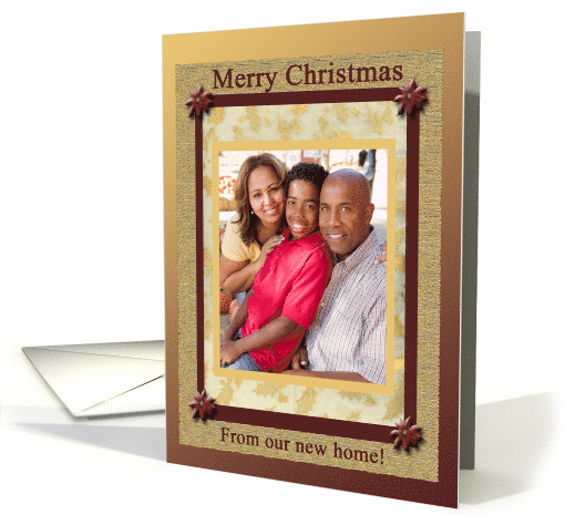 Poinsettias Photo Card, Merry Christmas From Our New Home card